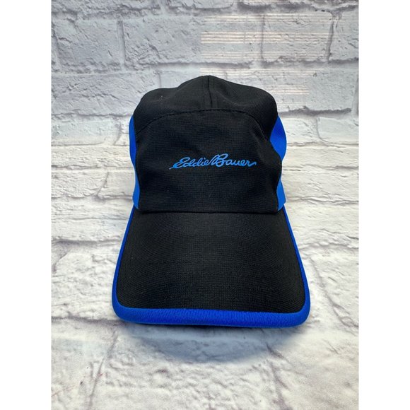 Eddie Bauer Runner Hat Cap One Size Adjustable Strap Black Blue Polyester - Picture 1 of 7
